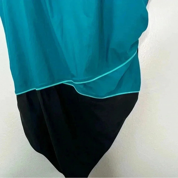 Catherines One Piece Swimsuit Scoop neckline Plus Sz 34W Blue/Black - Picture 3 of 12